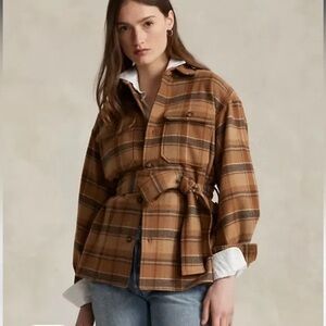 Polo Ralph Lauren Belted Plaid Wool Blend Shacket NWOT SIZE S